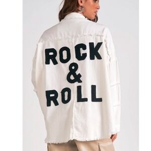 Elan Devan Jacket Small Rock & Roll White Frayed Distressed Edgy Punk Grunge
